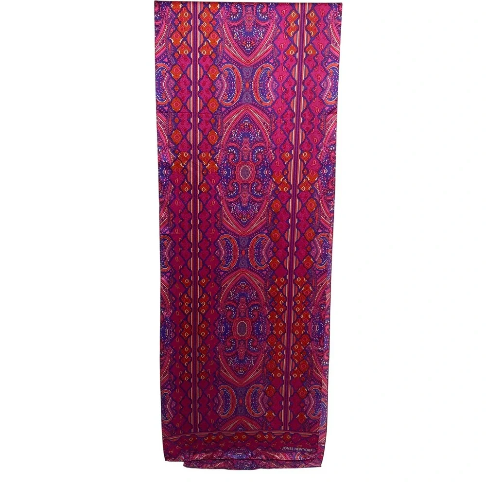 Jones New York Women's Scarf Pink Blue‎ Orange Paisley Print Accent Accessory